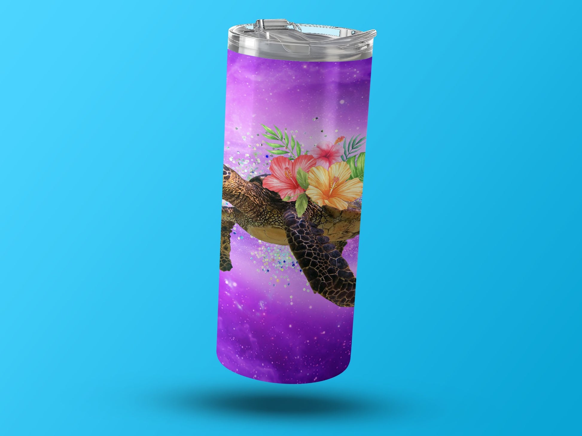 Vibrant Floral Sea Turtle Design Tumbler product