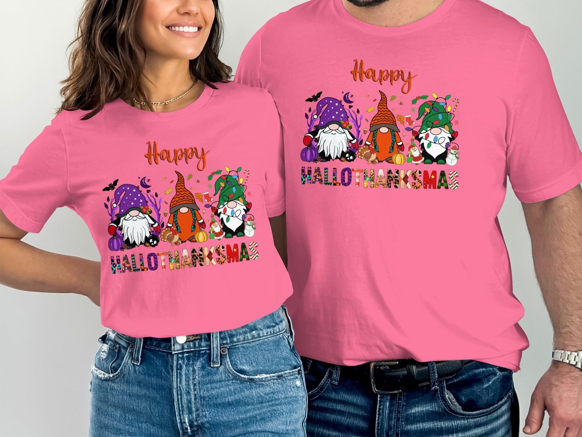 Happy Hallothanksmas Gnome Family Shirts