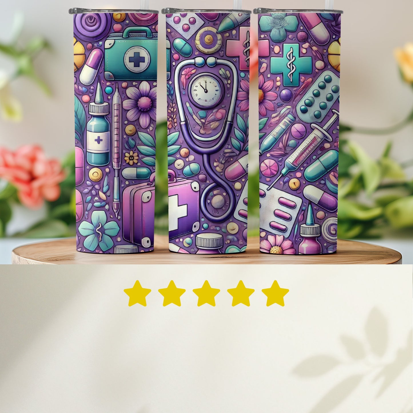 Colorful Medical Theme Art on Drinkware product