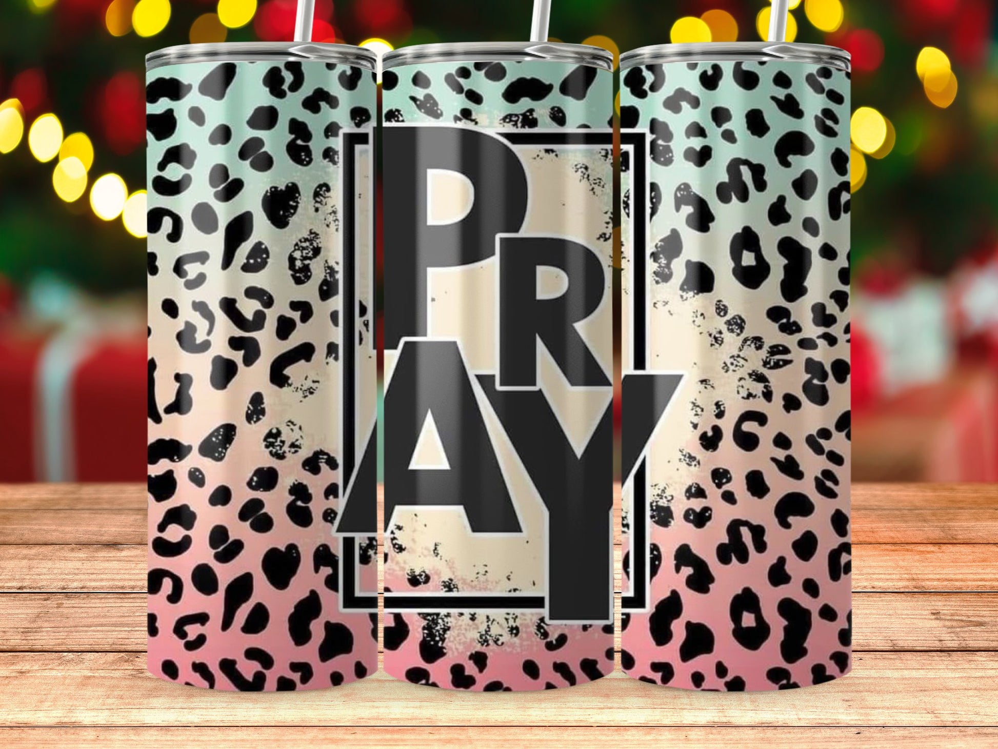 Pray Leopard Design Skinny Tumbler product type