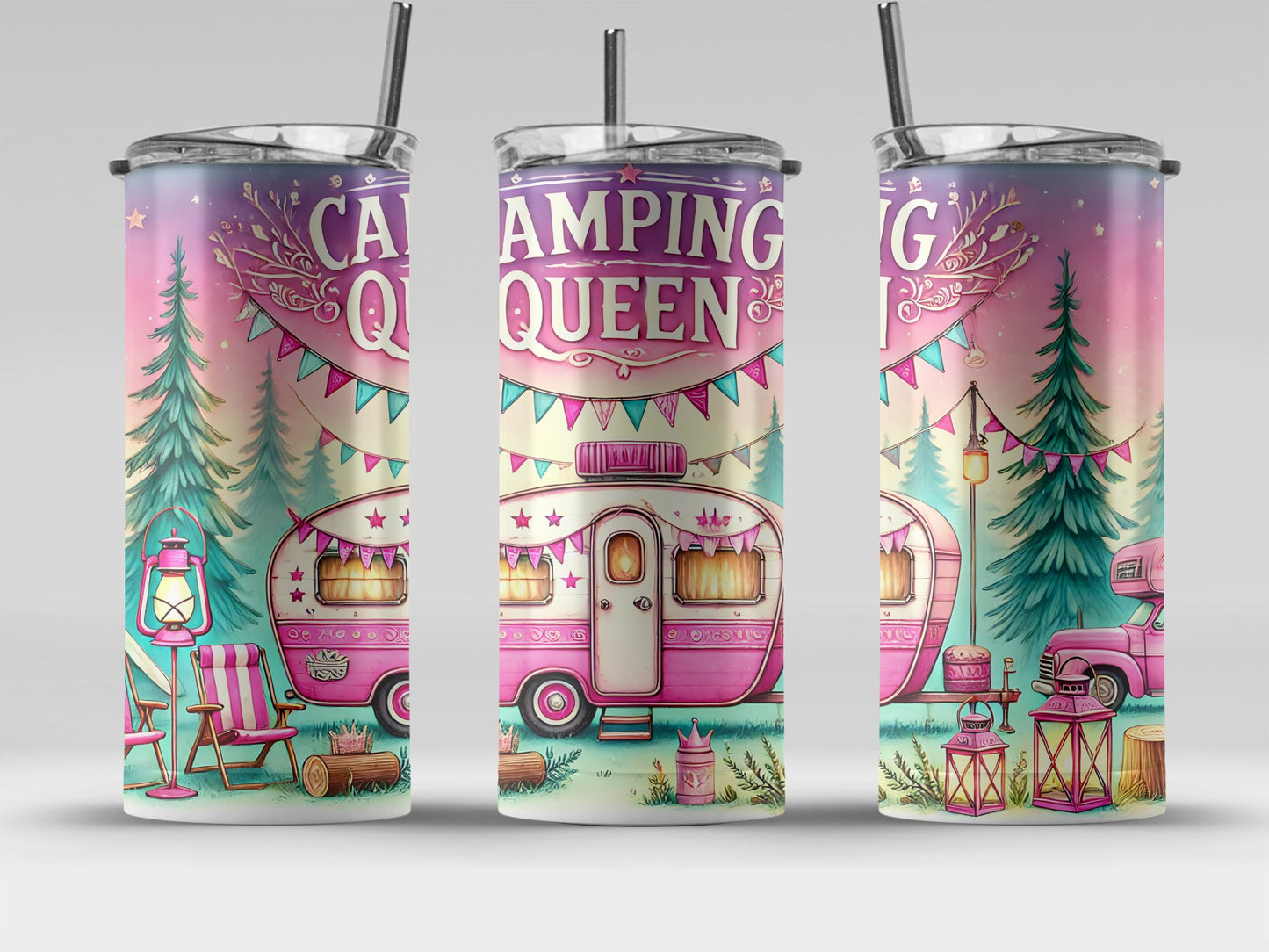 Camping Queen Retro Caravan Adventure Tumbler product