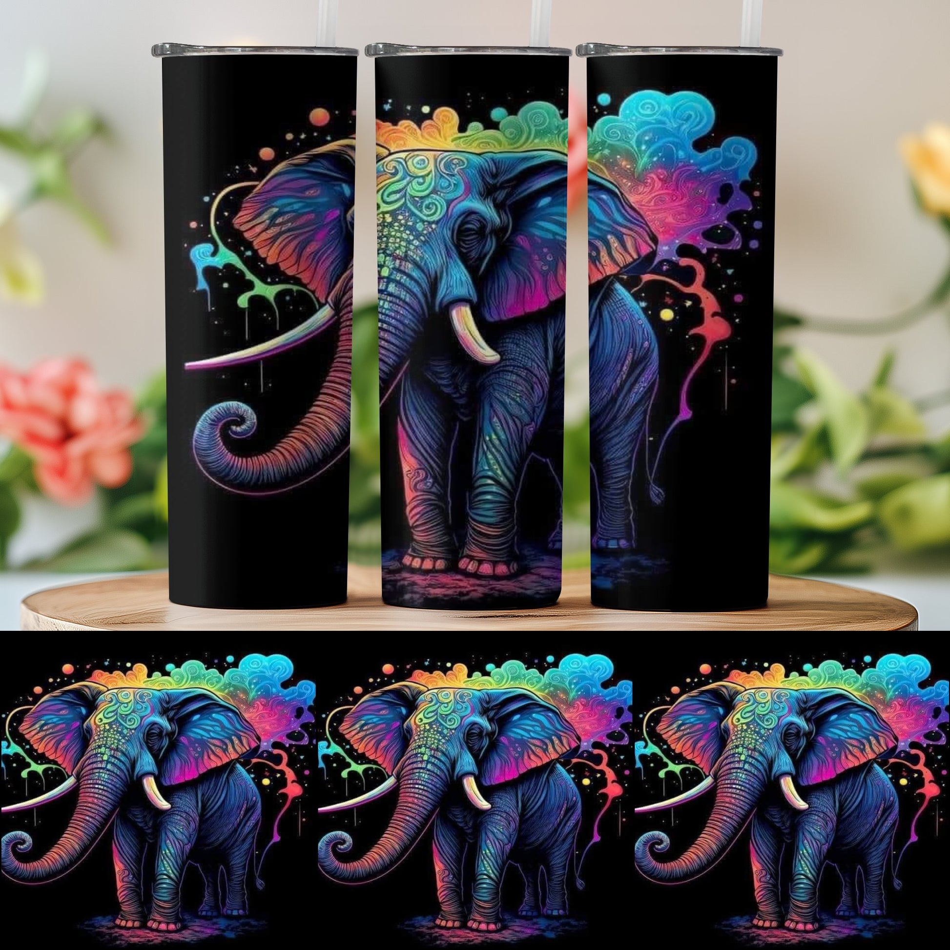 Colorful Elephant Art Patterned Tumbler product