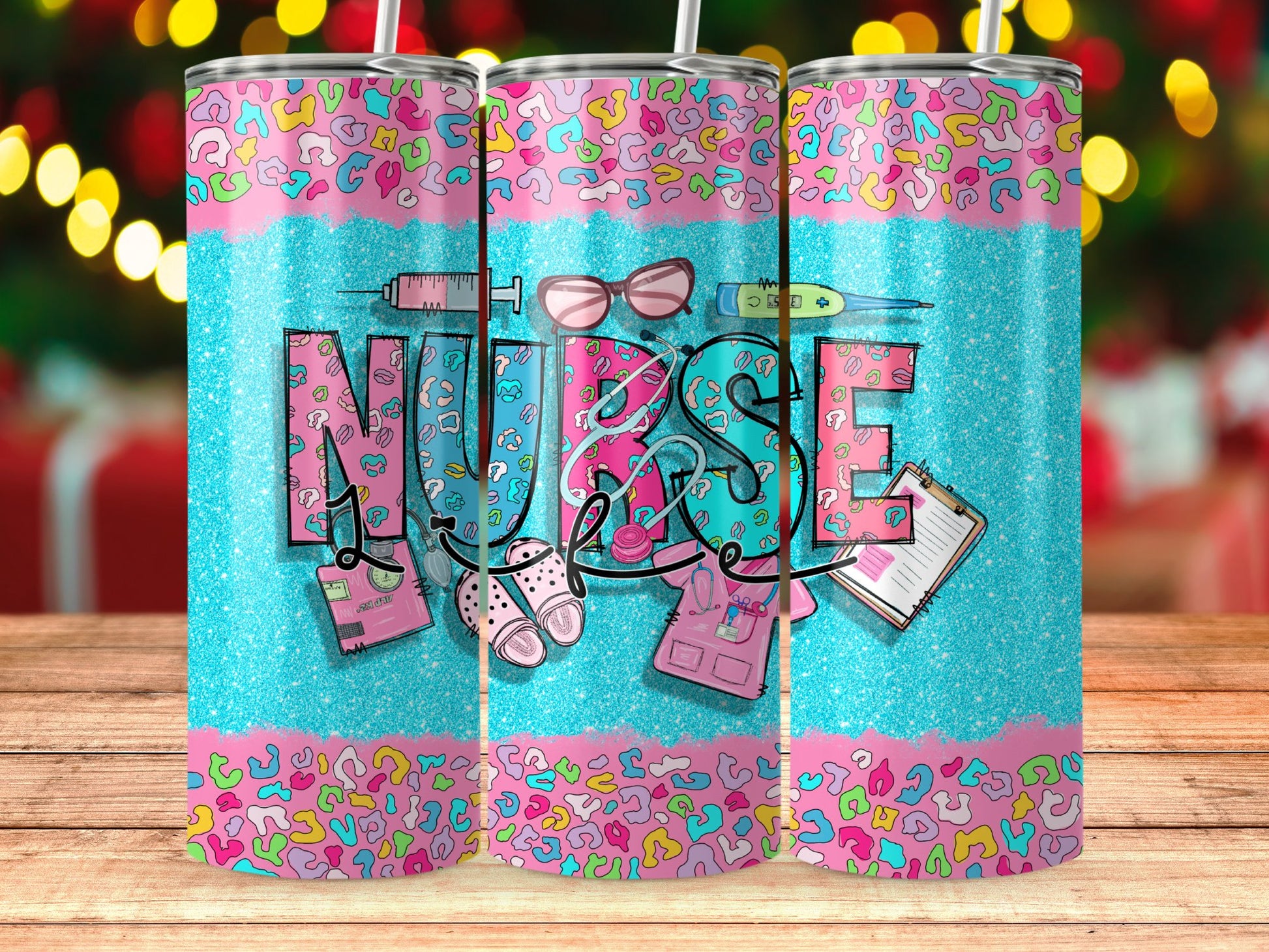 Colorful Nurse Design Glitter Tumbler Cup product type