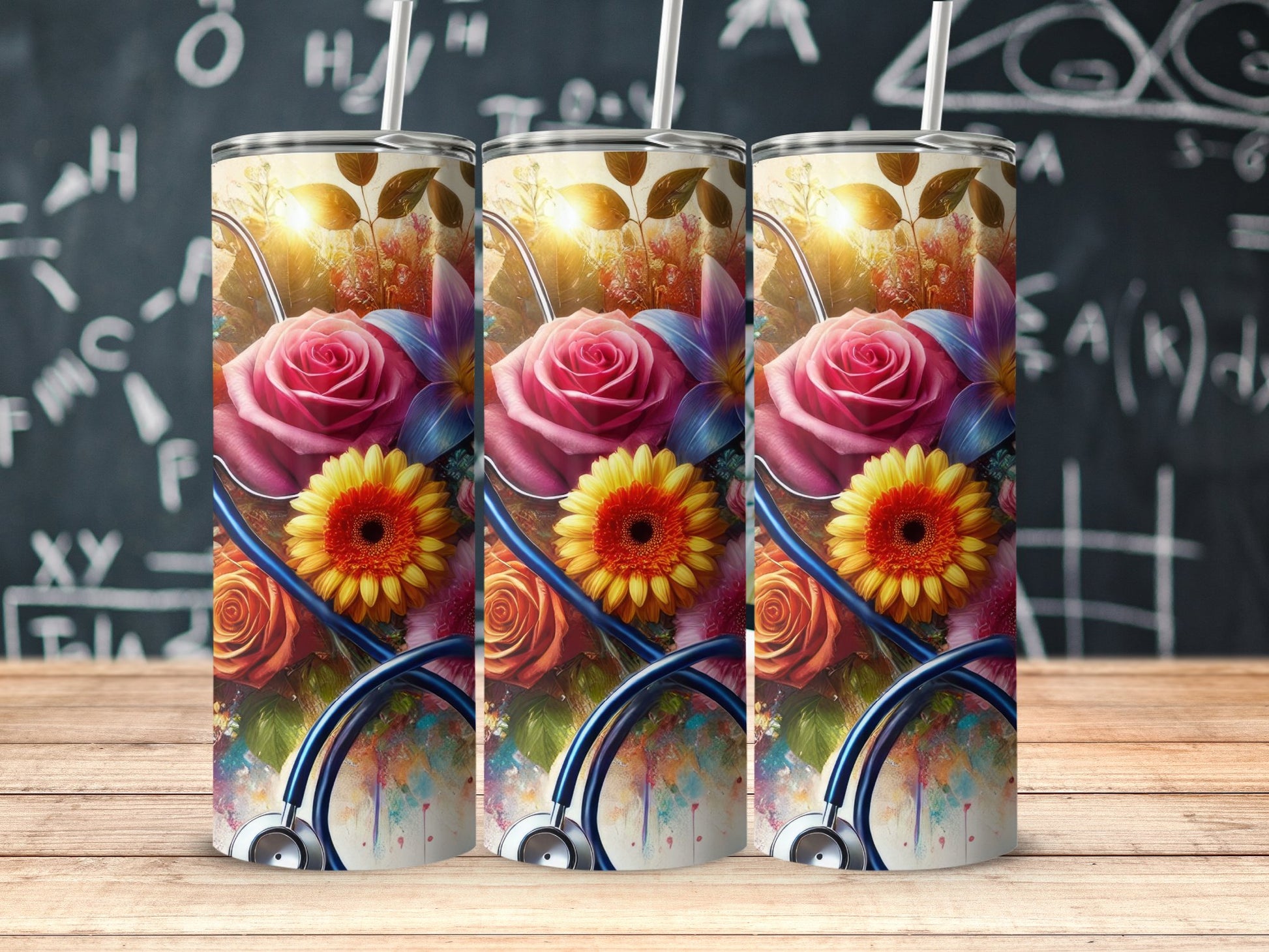 Beautiful Floral Design Medical Themed Tumbler Product