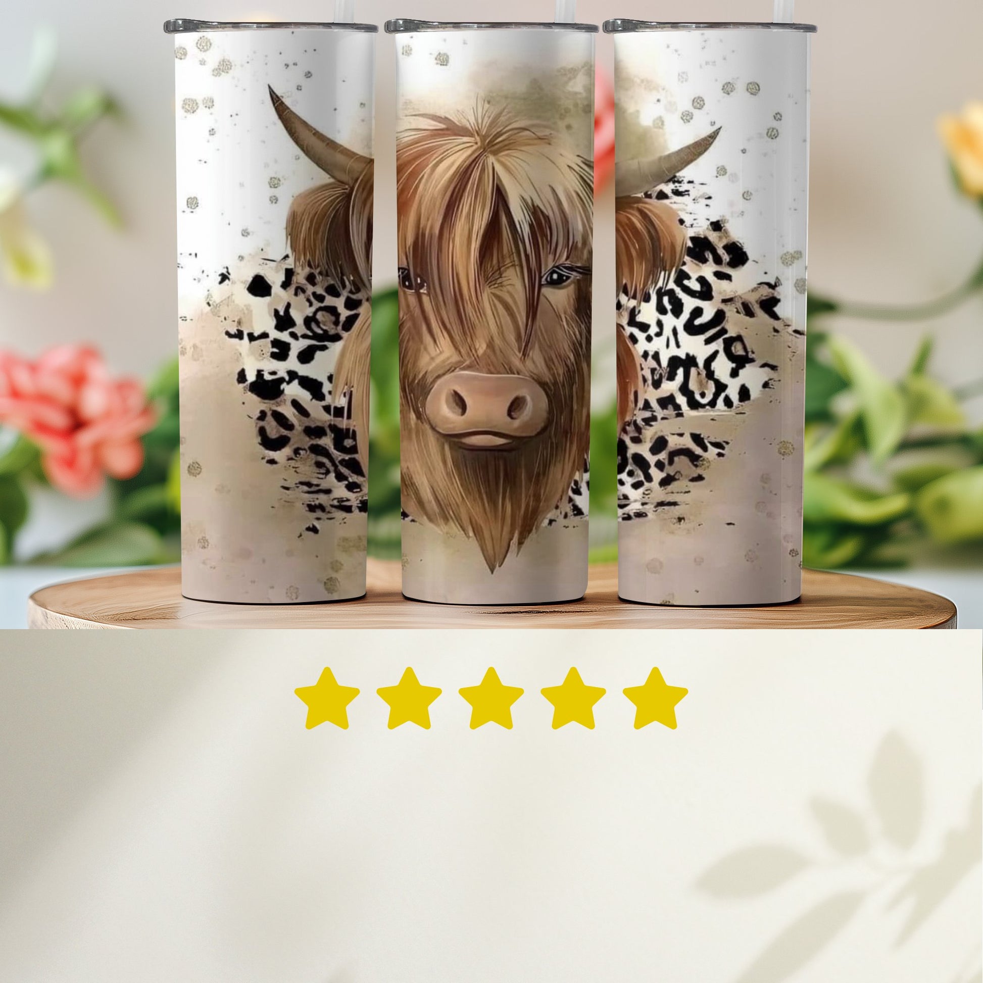 Highland Cow and Leopard Pattern Insulated Tumbler product