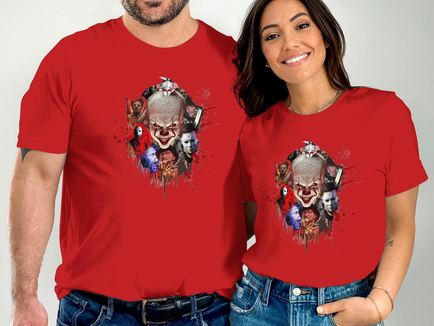 Red Horror Movie Characters Graphic T-shirt product type