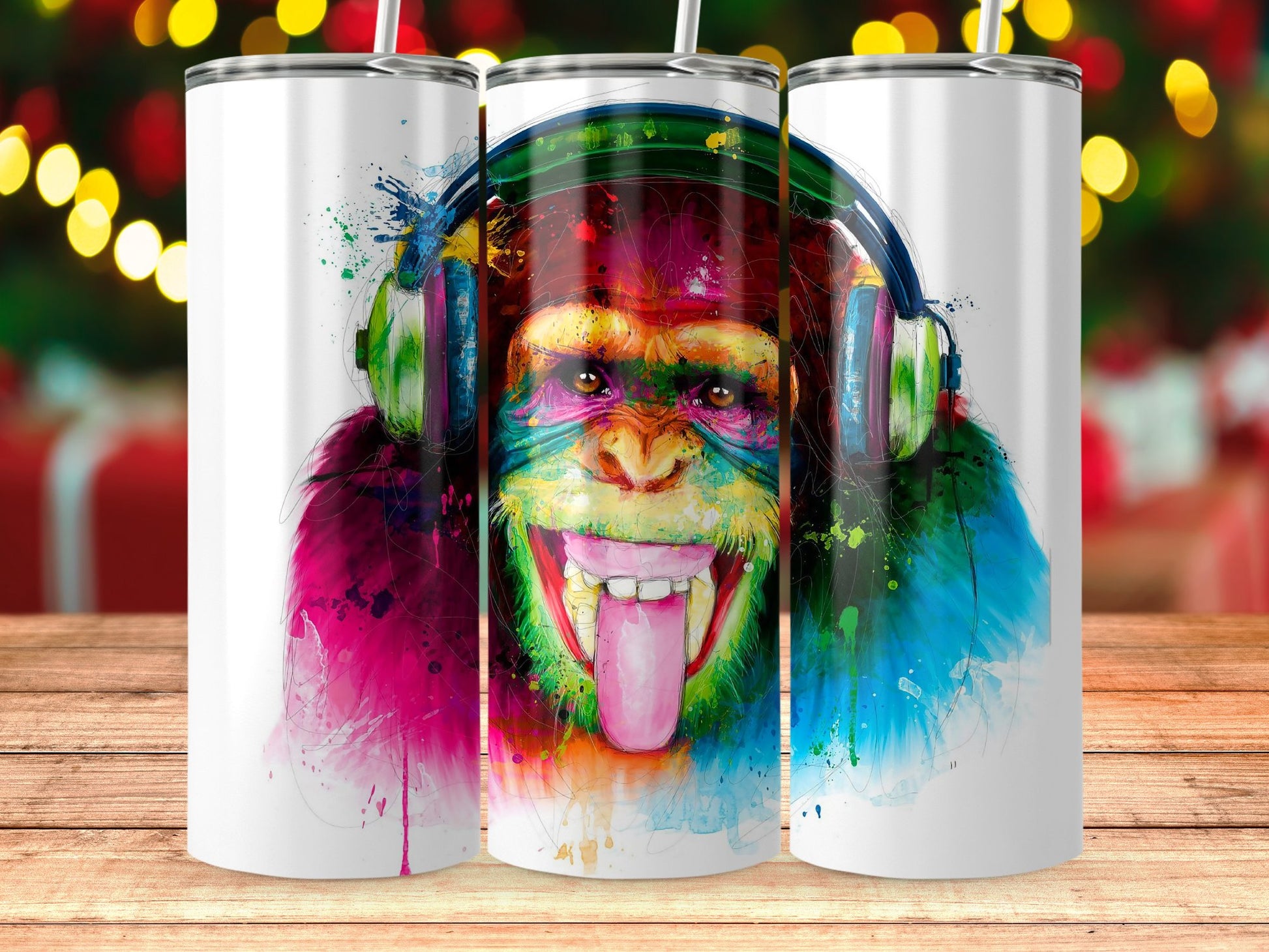 Colorful Artistic Monkey Headphones Design product