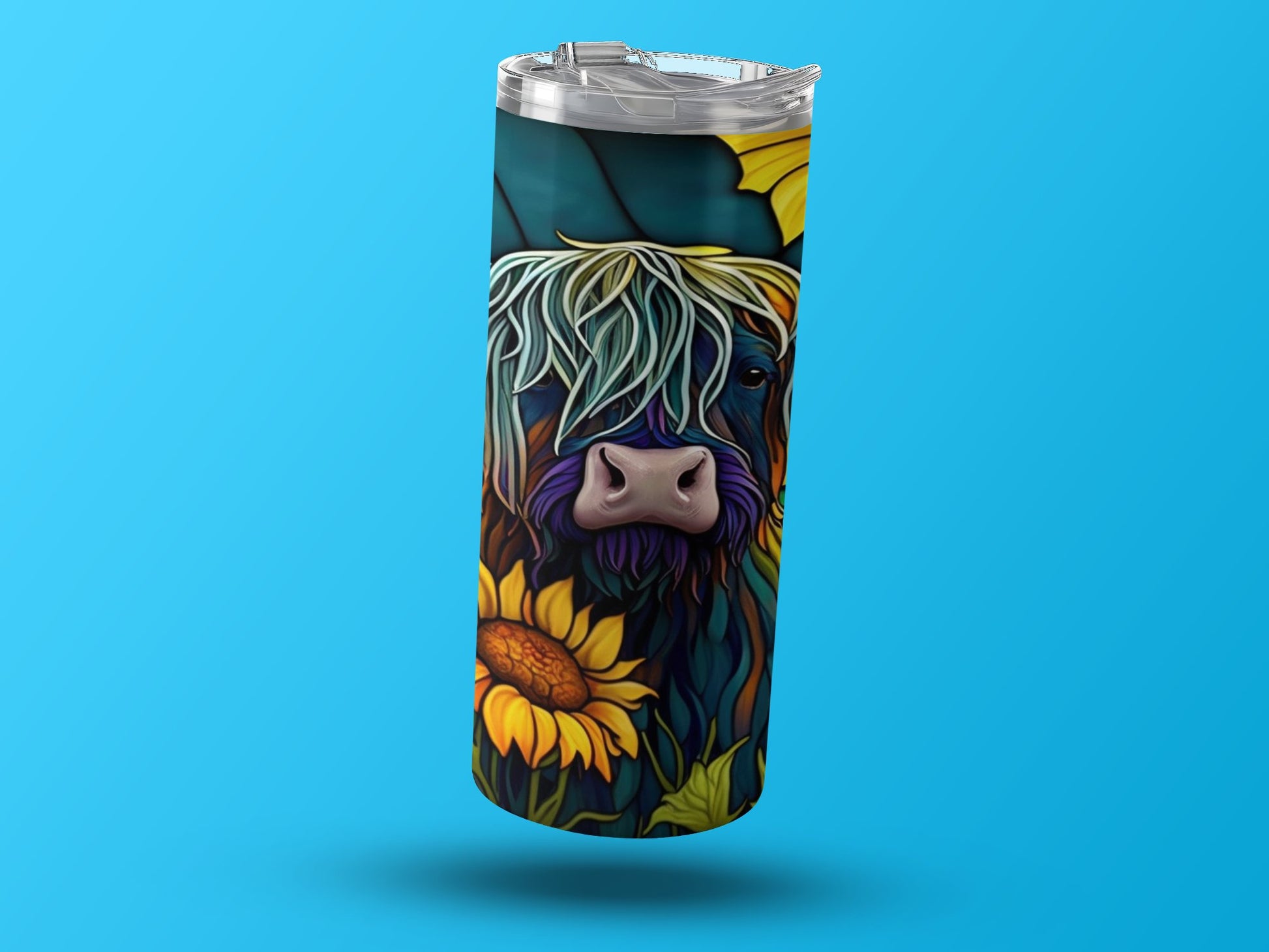 Colorful Cow with Sunflowers Tumbler Cup product type