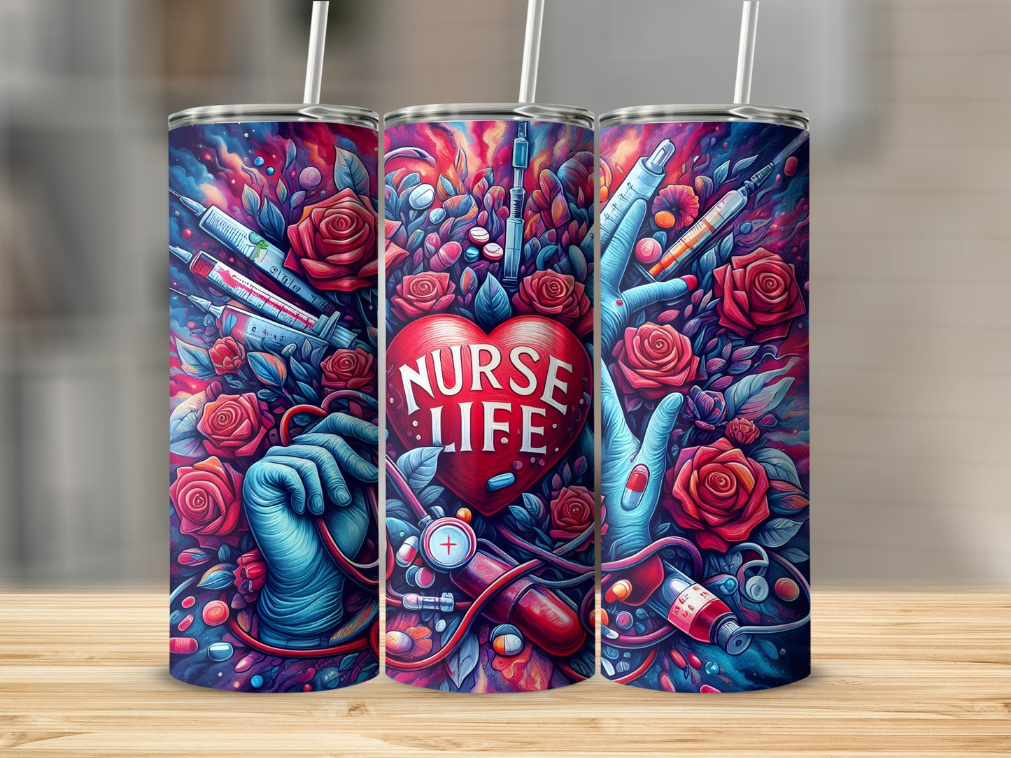 Nurse Life Floral Abstract Pattern Tumbler product