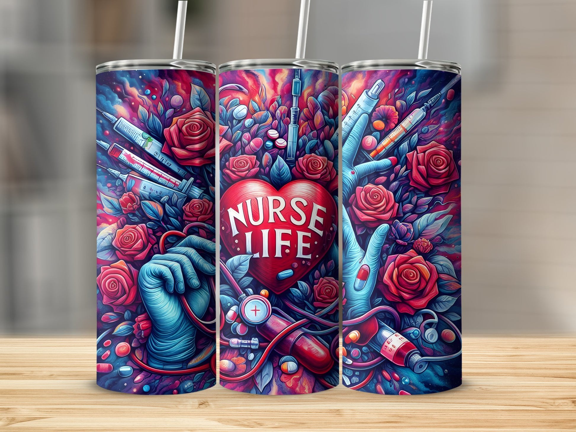 Nurse Life Floral Abstract Pattern Tumbler product