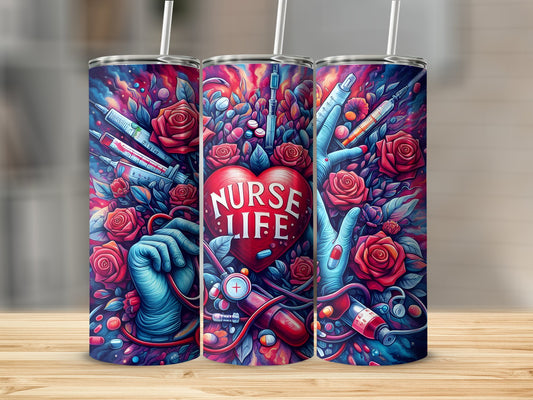 Nurse Life Floral Abstract Pattern Tumbler product