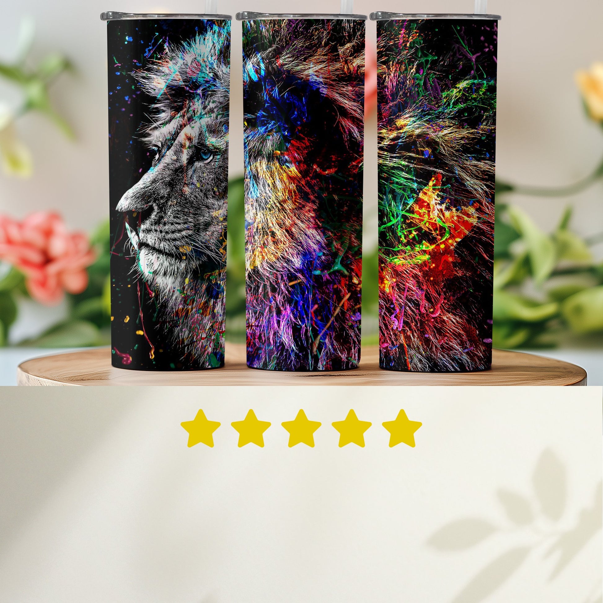 Lion Vibrant Abstract Art Tumbler product