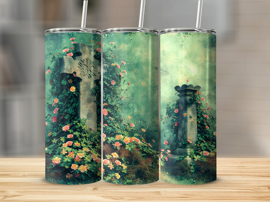 Enchanting Green Vine and Floral Garden Tumbler