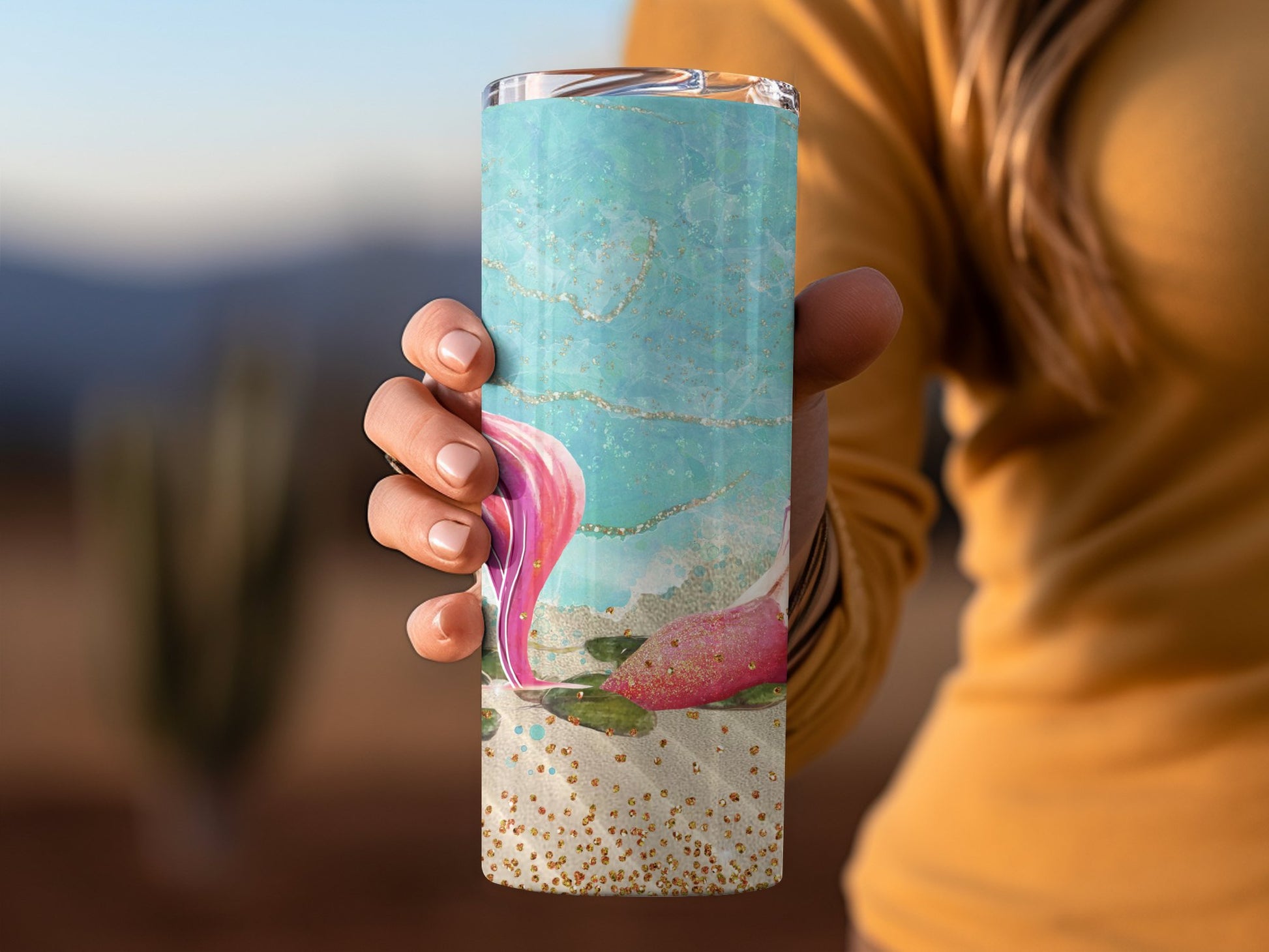 Beautiful Tall Tumbler with Mermaid Inspired Design product type