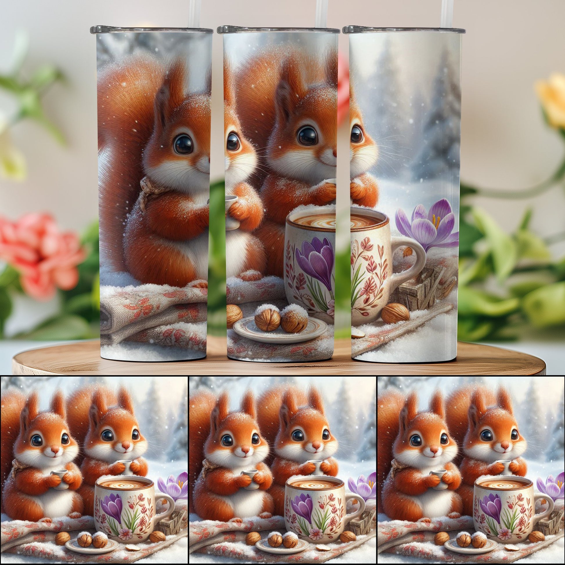 Adorable Squirrel Couple Winter Scene Drinkware product