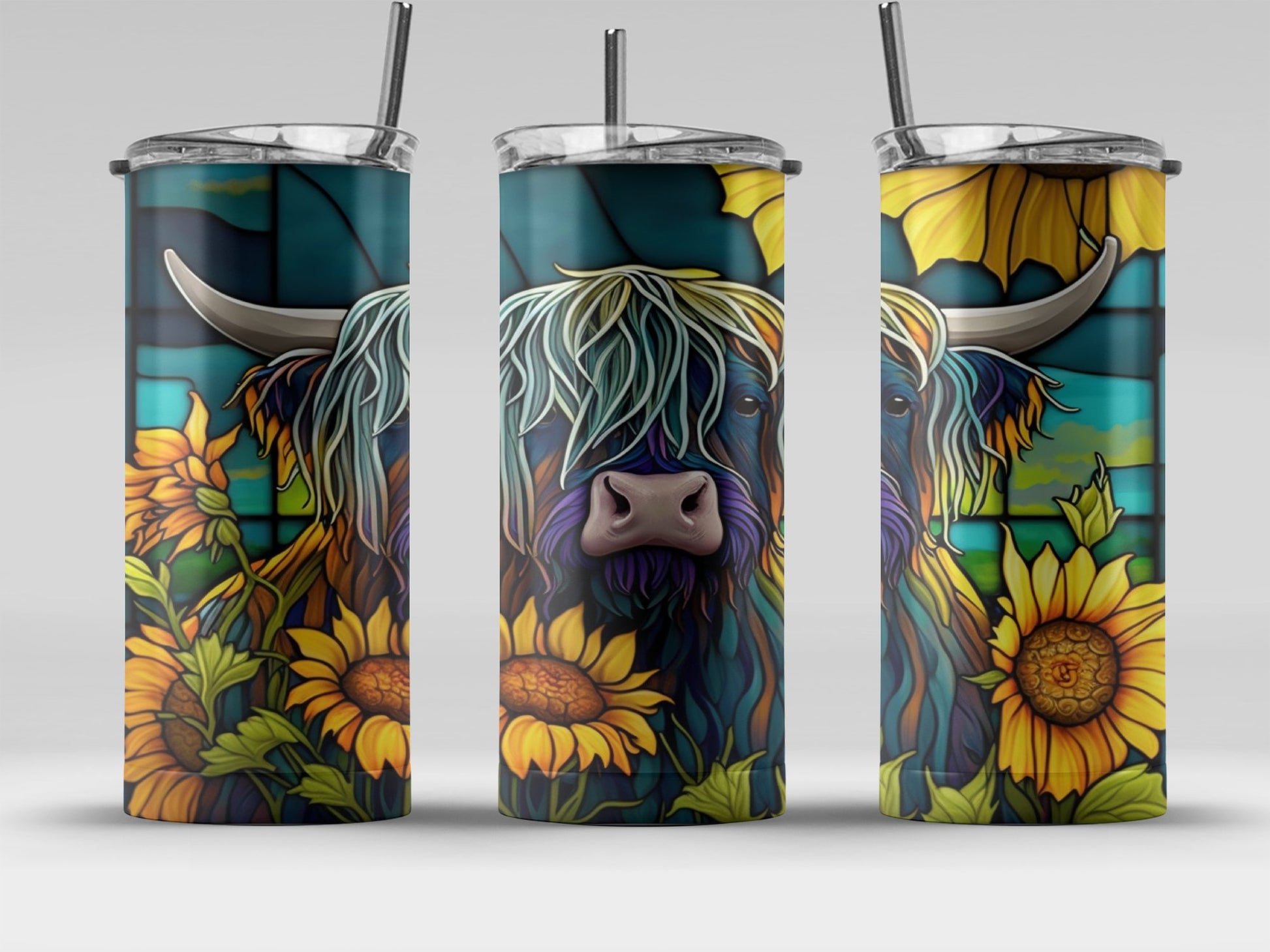 Highland Cow Sunflowers Art Insulated Tumbler product type