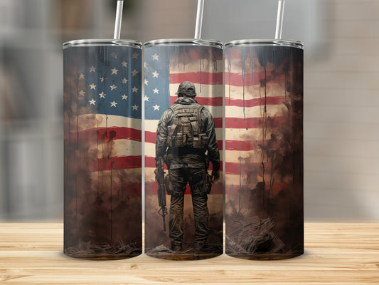 American Flag Soldier Tumbler Stainless Steel product