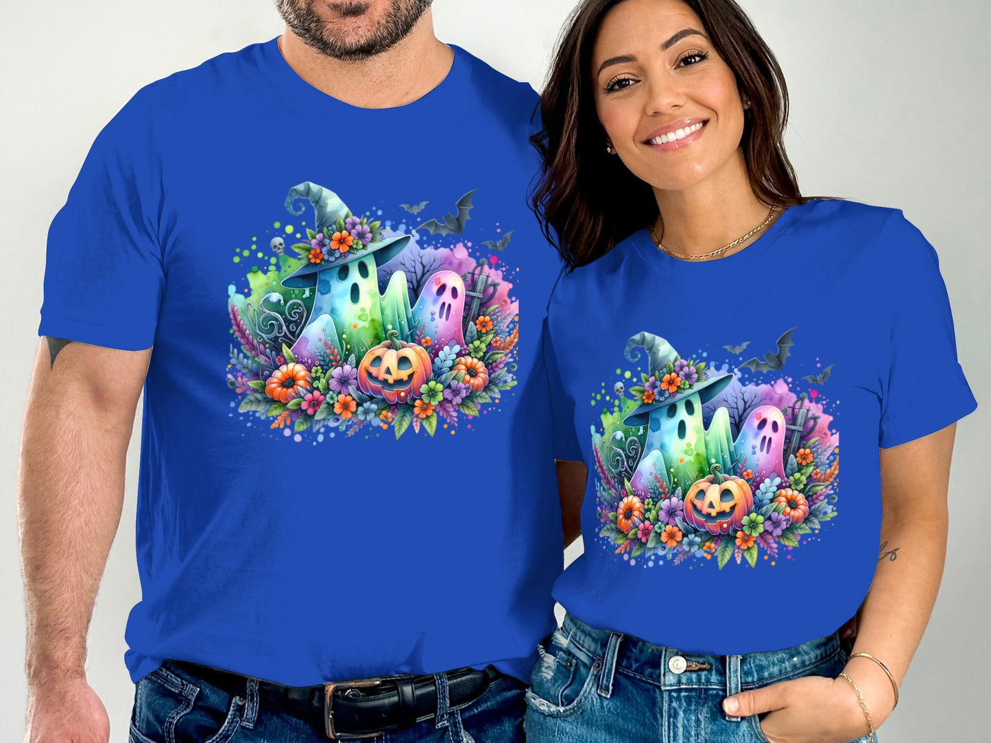 Colorful Halloween Ghosts and Pumpkins T-shirt product