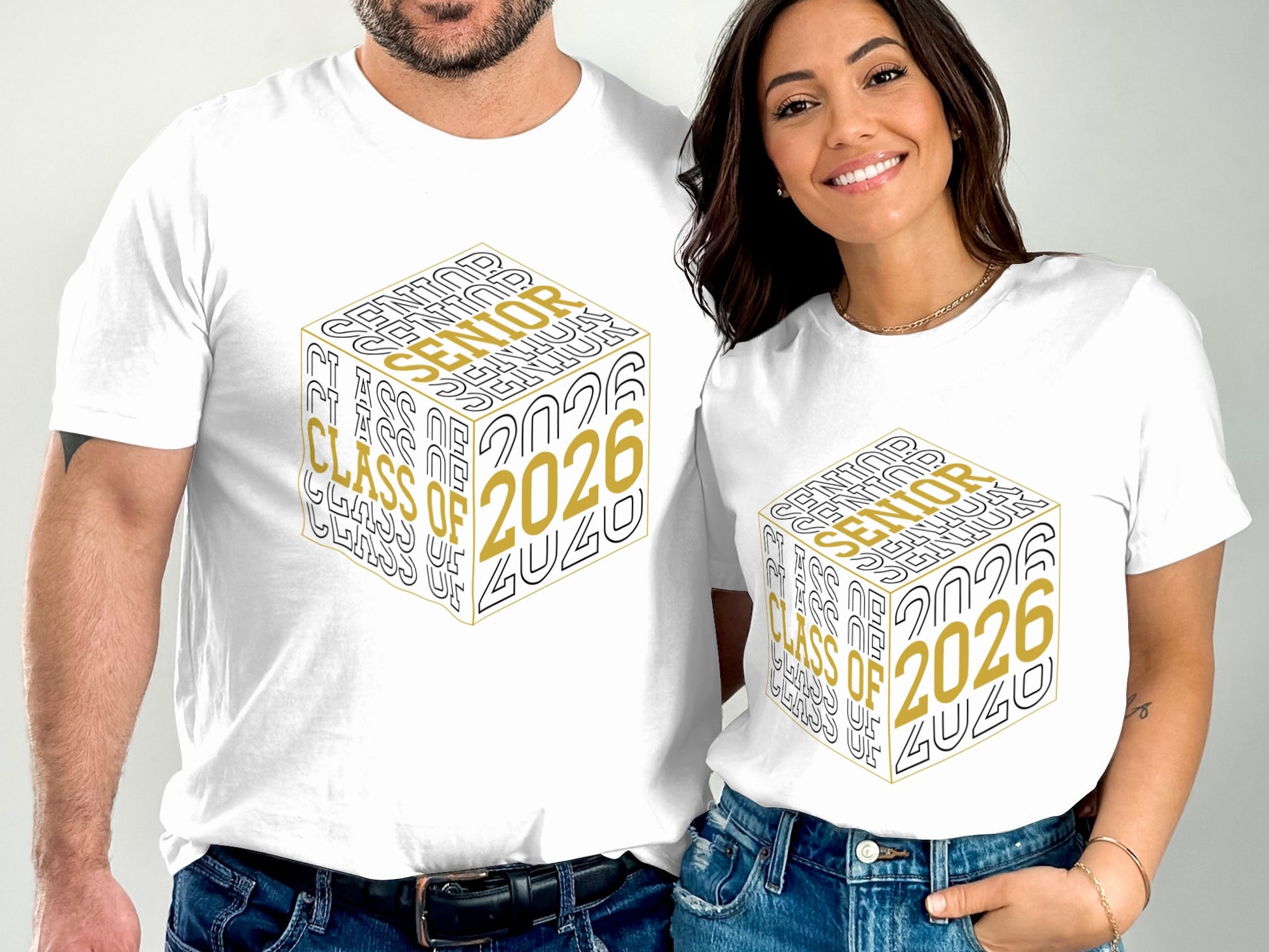 Class of 2026 Senior 3D Cube Design White T-shirt product