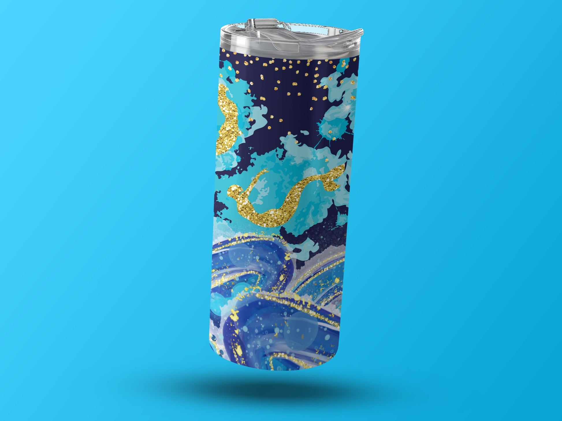 Blue and Gold Abstract Design Insulated Tumbler product type