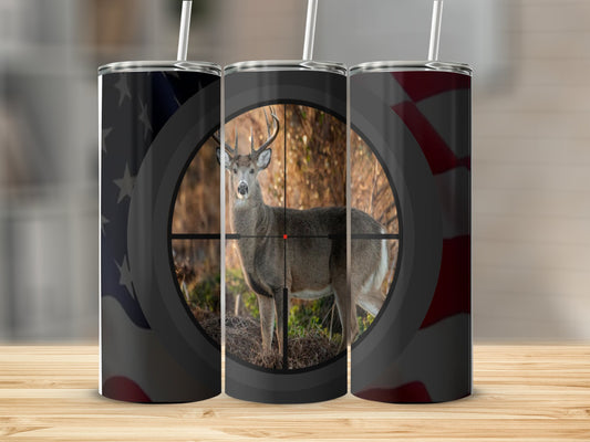 Deer in Crosshair Flag Design Tumbler Cup product type