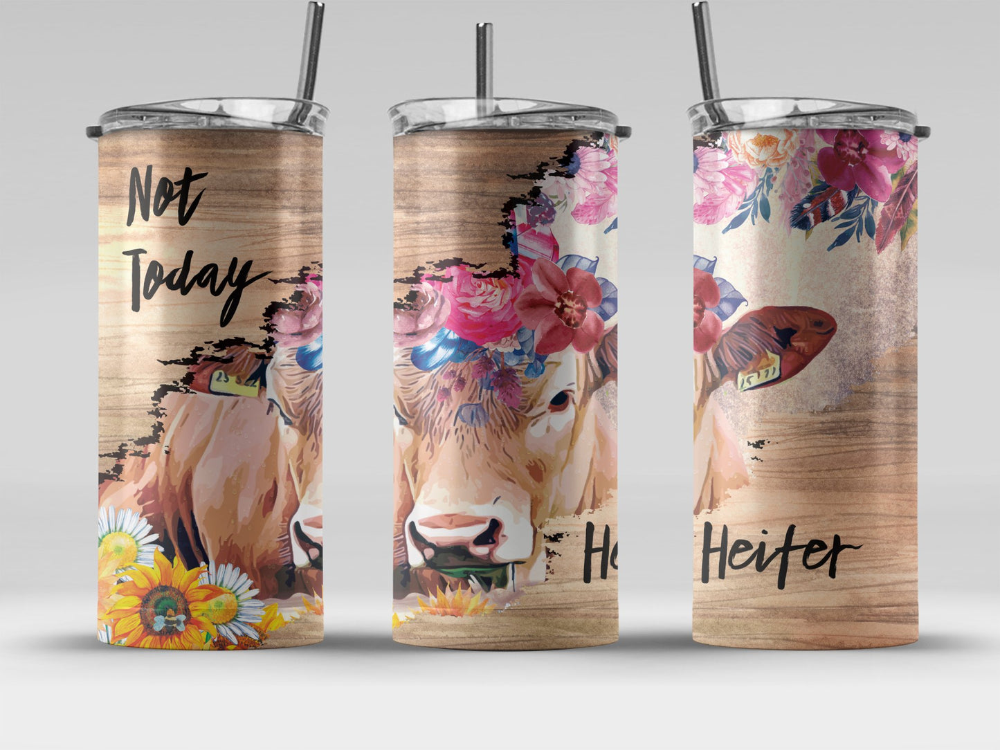 Not Today Heifer Floral Design Insulated Tumbler product