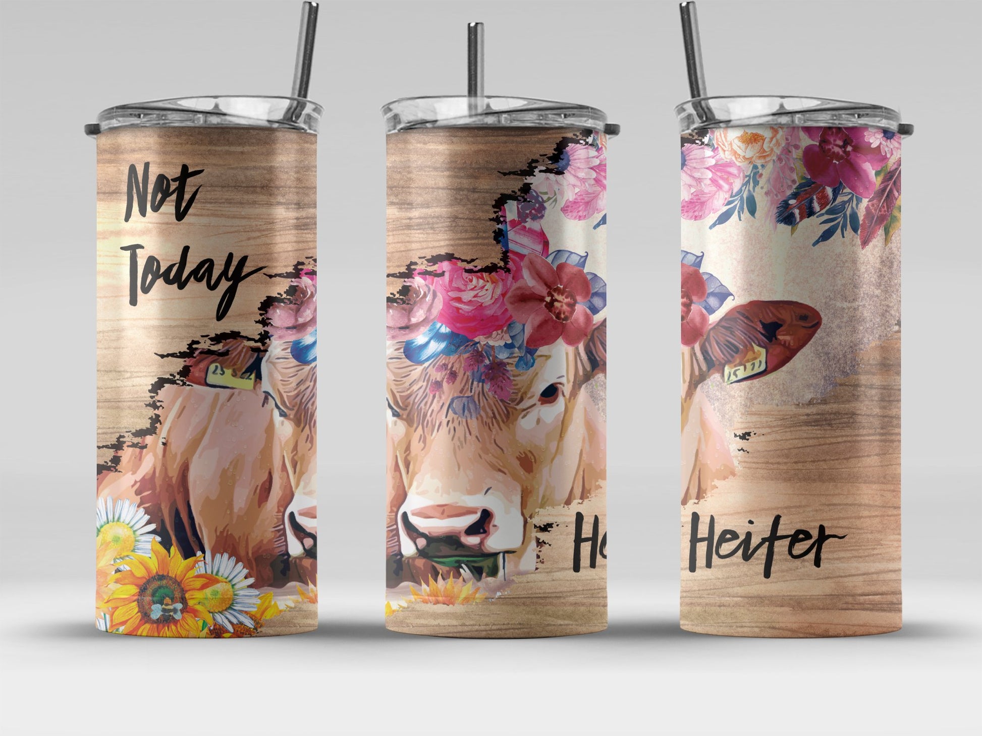 Not Today Heifer Floral Design Insulated Tumbler product
