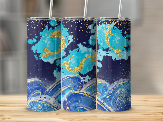Mermaid Ocean Theme Blue Glitter Tumbler product