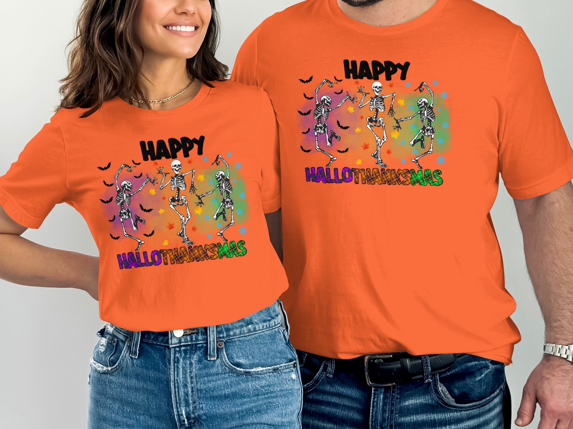 Happy Hallothanksmas Fun Skeleton Dancing T-Shirt