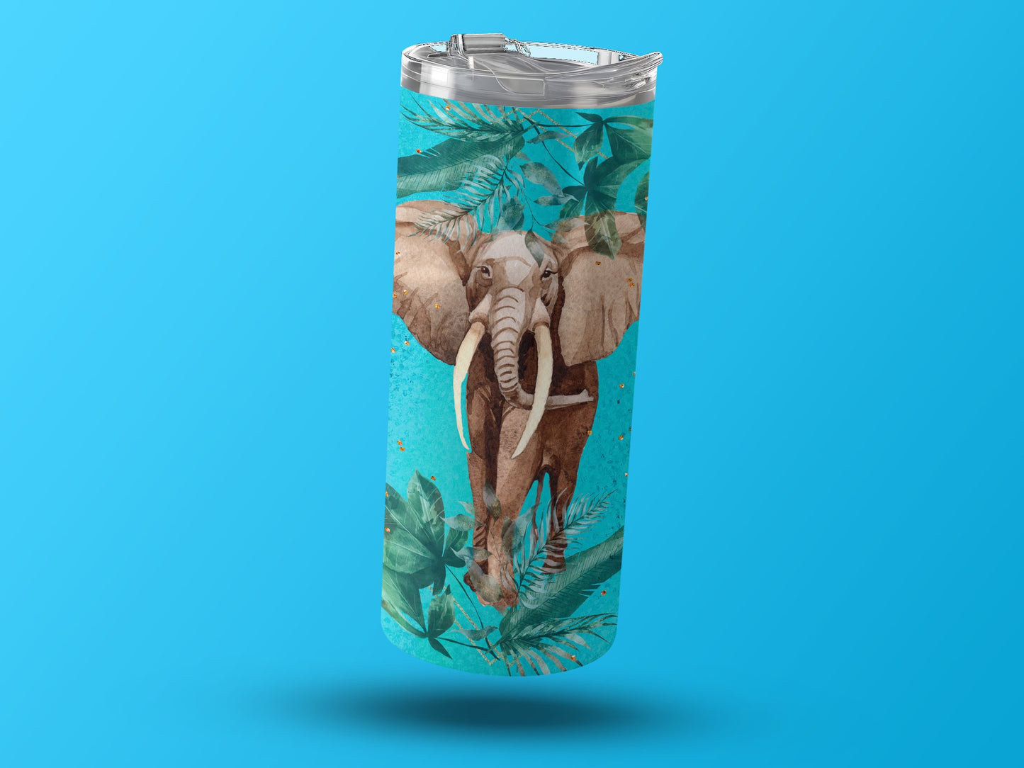 Elephant and Tropical Leaves Insulated Tumbler Product