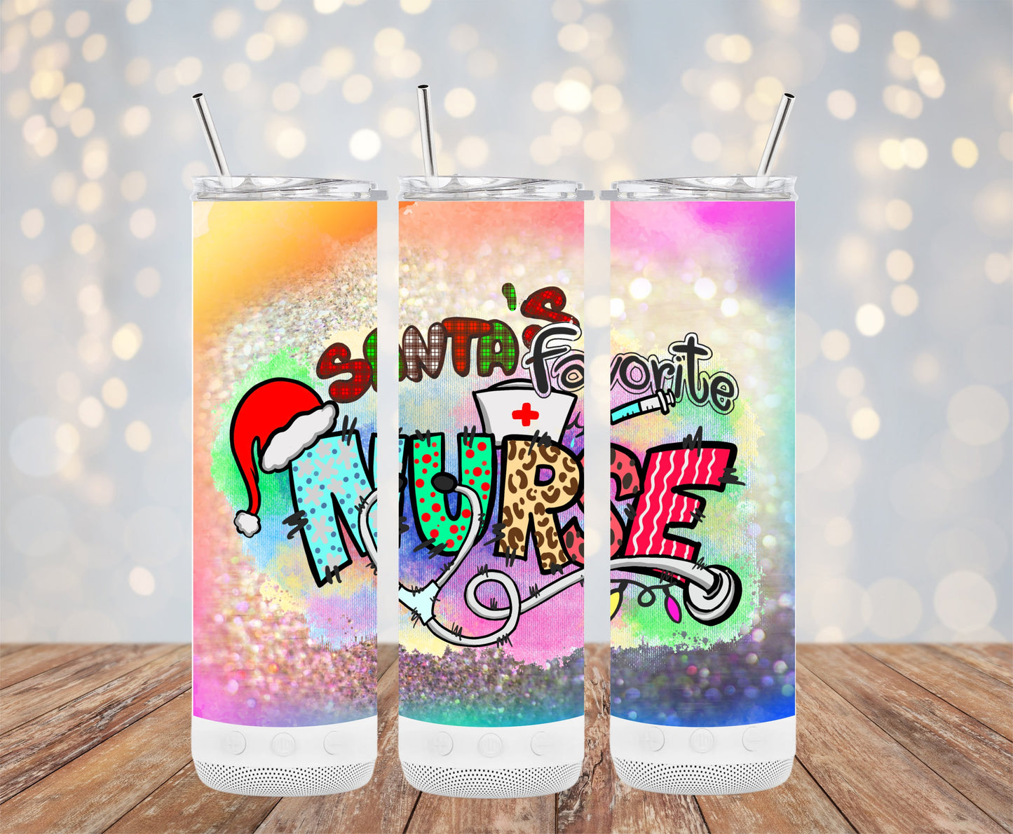 Santa's Favorite Nurse Glitter Tumbler product type