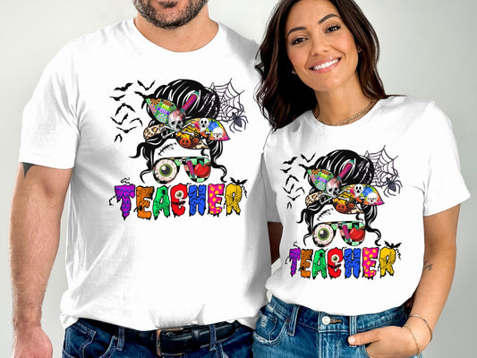Colorful Creative Halloween Teacher Design T-shirt product