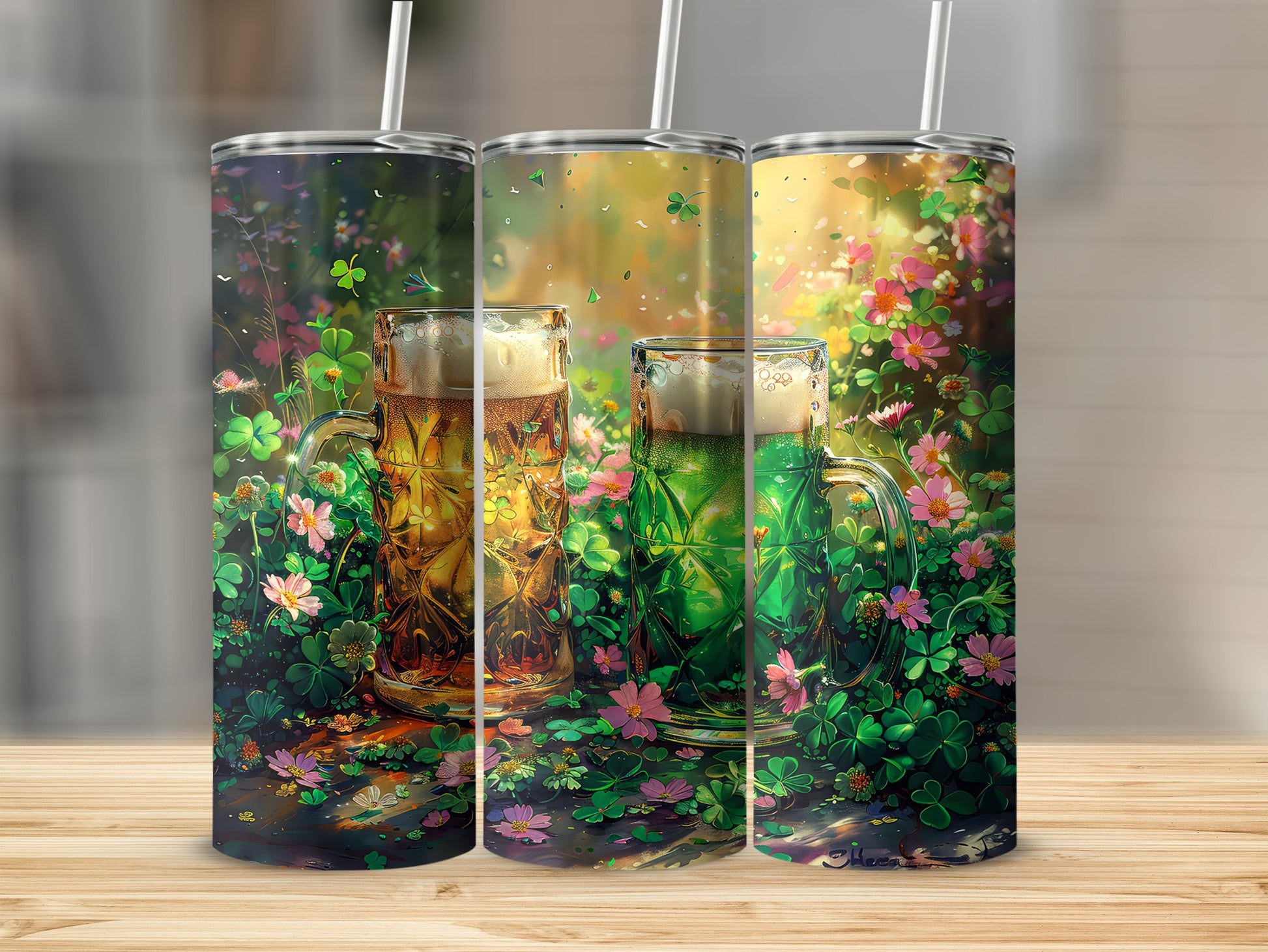 St. Patrick's Day Beer Mug and Clover Tumbler Set
