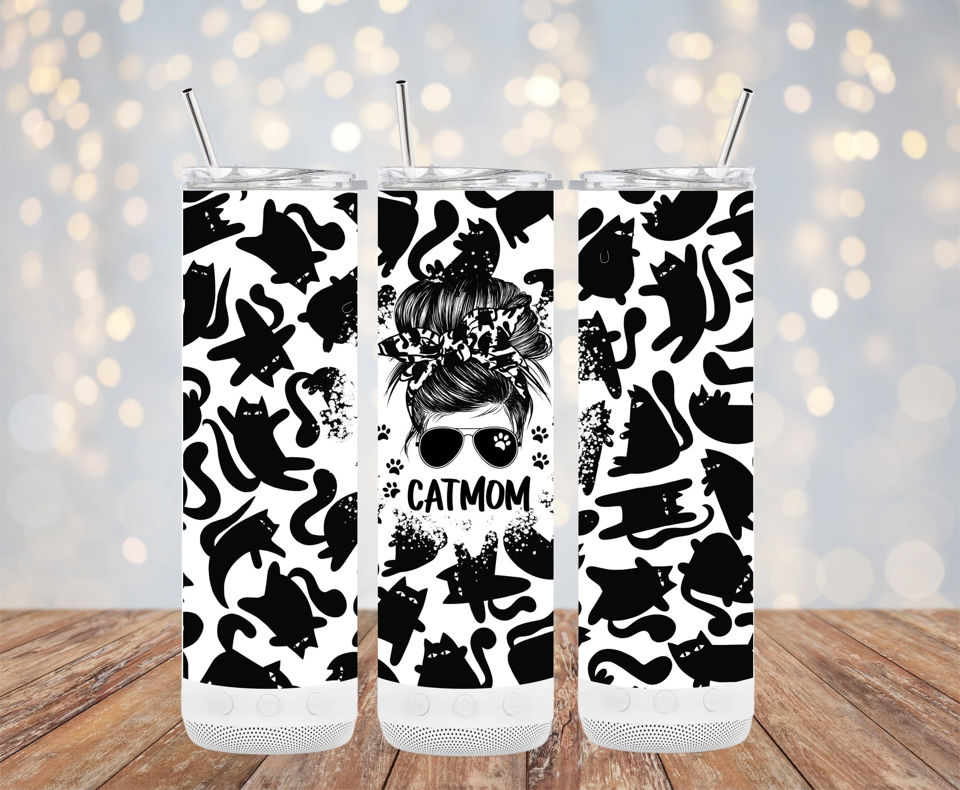 CatMom Black and White Cat Pattern Tumbler product