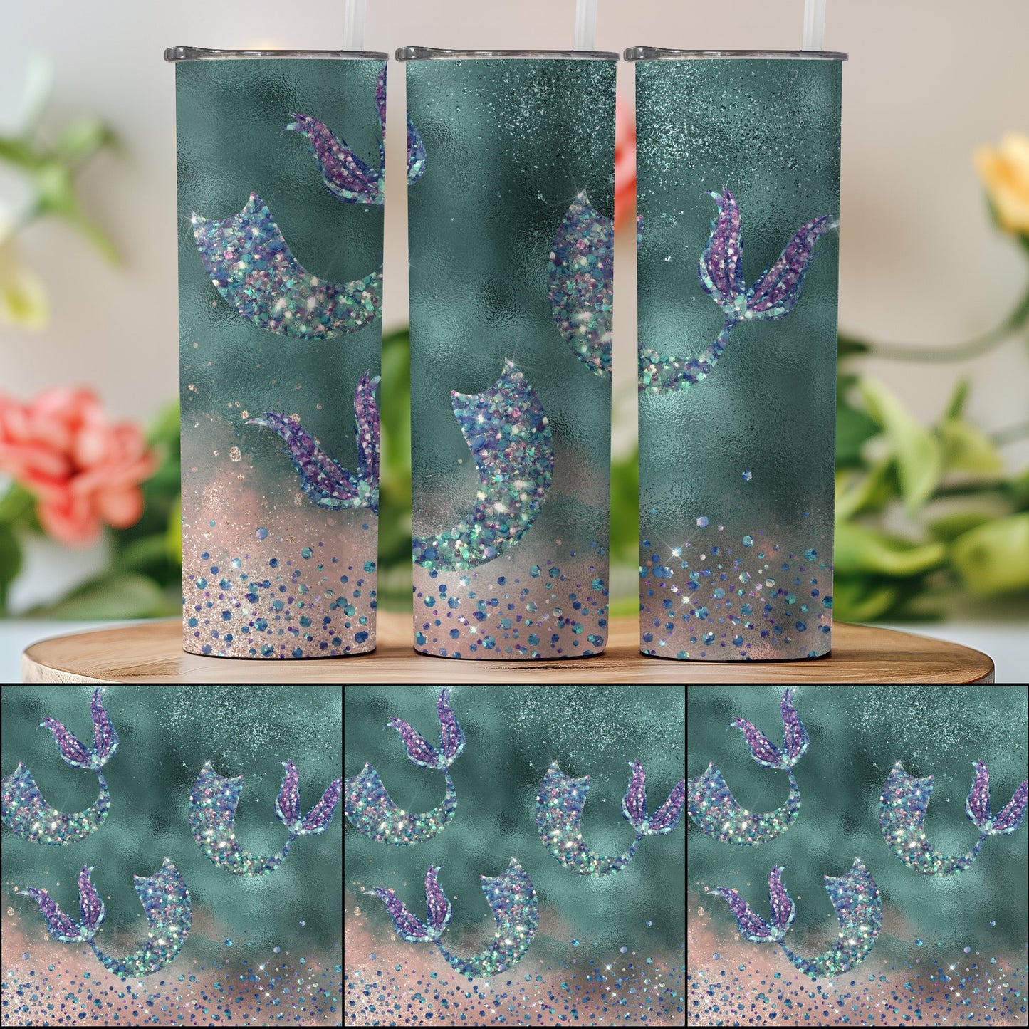 Sparkly Mermaid Tail Pattern Tumbler Bottle product type