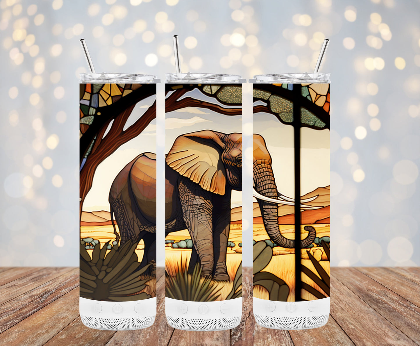 Elephant Stained Glass Design Tumbler Product