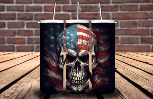 American Flag Skull 90909 Tumbler