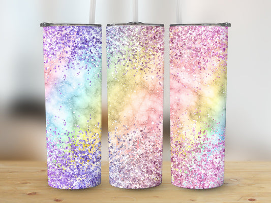 Rainbow Agate Glitter Confetti Tumbler