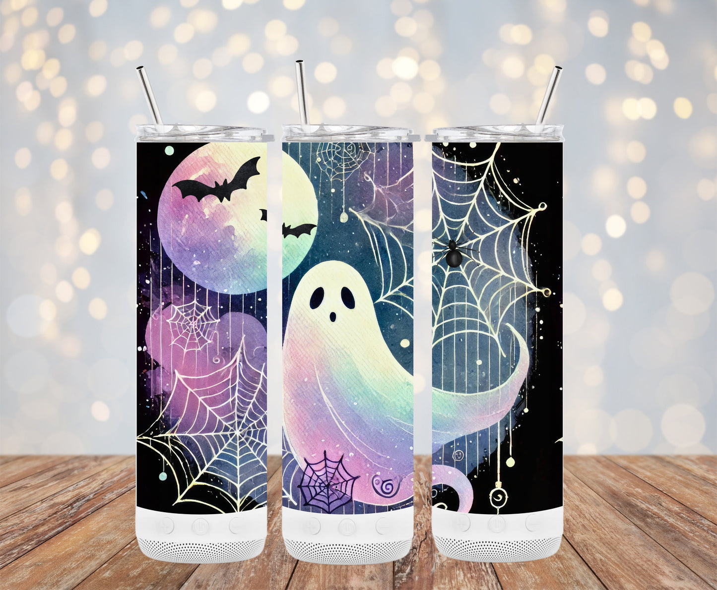 Spooky Ghost and Spider Webs Halloween Tumbler