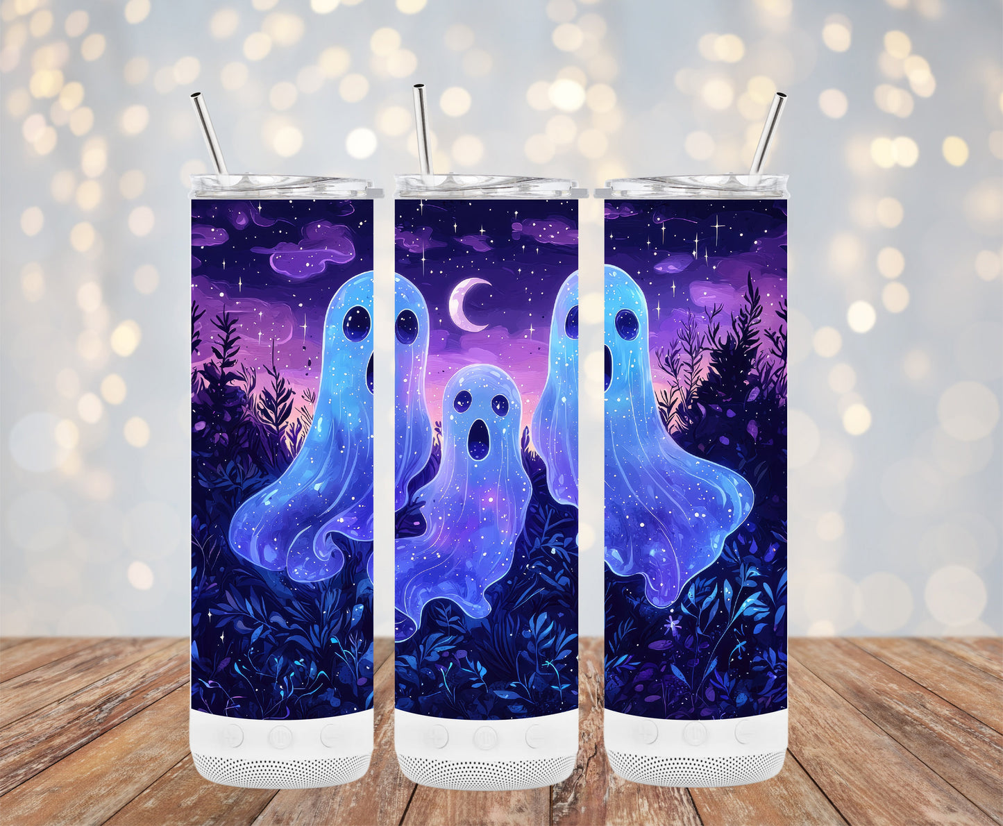 Spooky Ghosts Night Sky Design Cool Colorful Tumblers