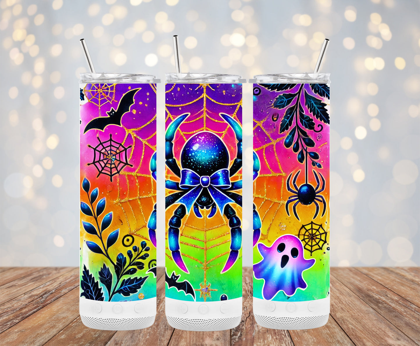 Colorful Halloween Spider Ghost Design Tumblers