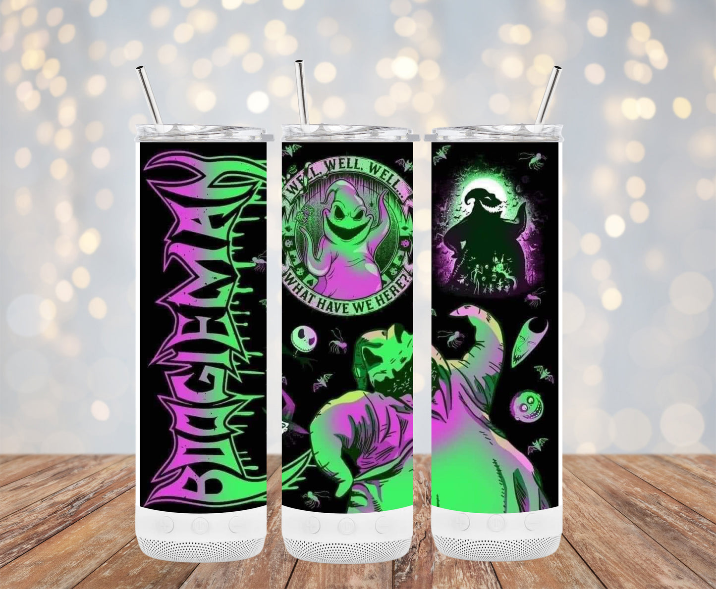 Spooky Neon Green Oogie Boogie Inspired Tumblers