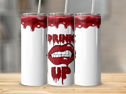 Vampire Drink Up White (Halloween Tumblers)