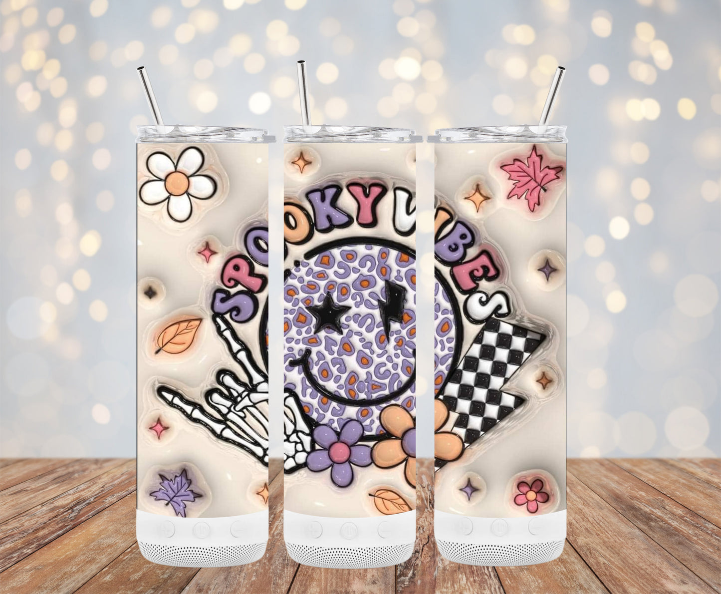 Cute Halloween Spooky Vibes Skeleton Graphic Tumblers