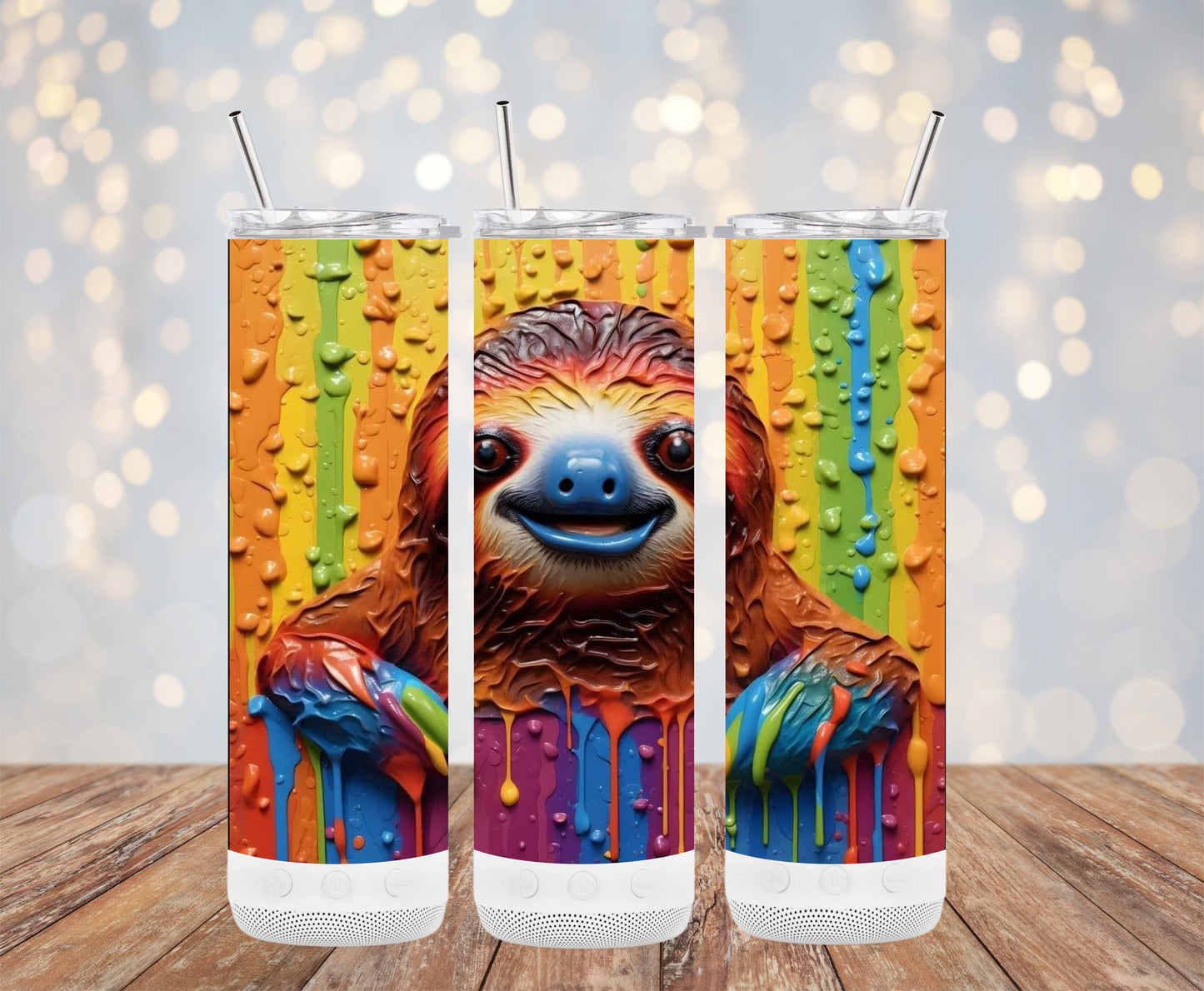 Cute Rainbow Sloth Design Insulated Steel Tumblers