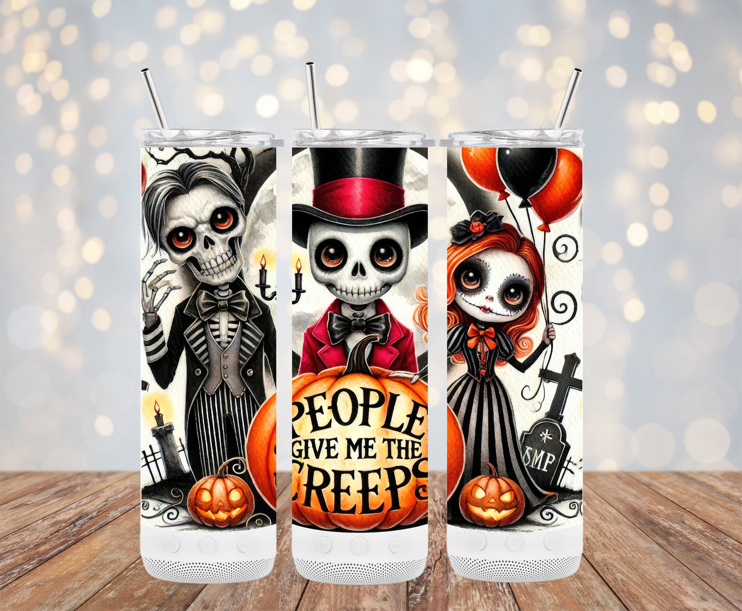 Creepy Halloween Themed Design Skeleton Art Tumblers