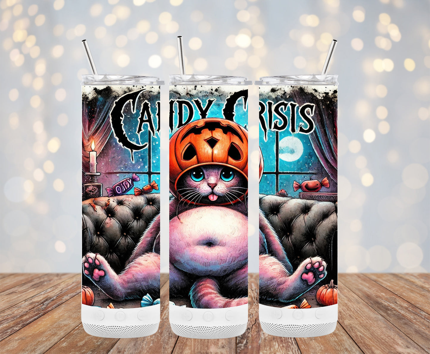 Funny Cat Halloween Candy Crisis Tumblers