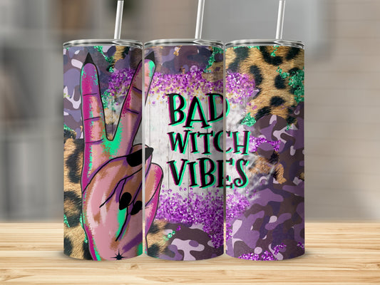 Bad Witch Vibes Leopard Print Tumbler (Halloween Tumblers)