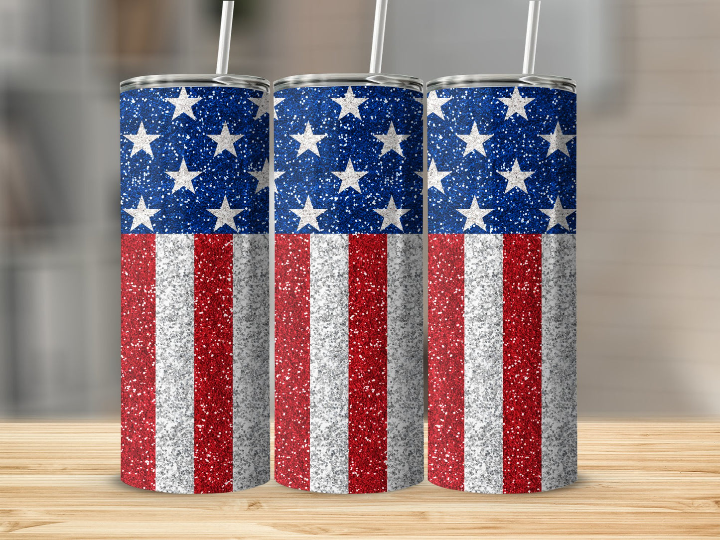 American Flag Glitter Look 91488 Tumbler