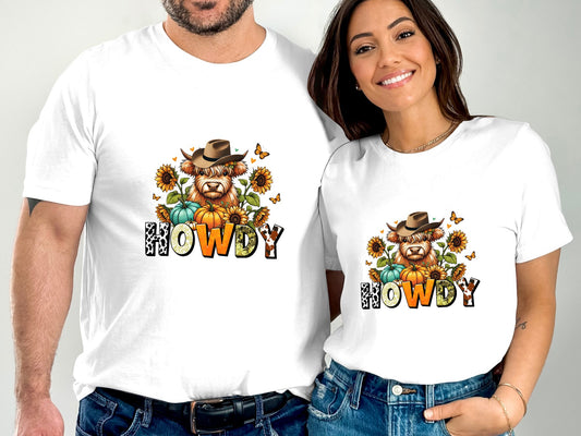 Howdy Highland Cow Western T-shirt